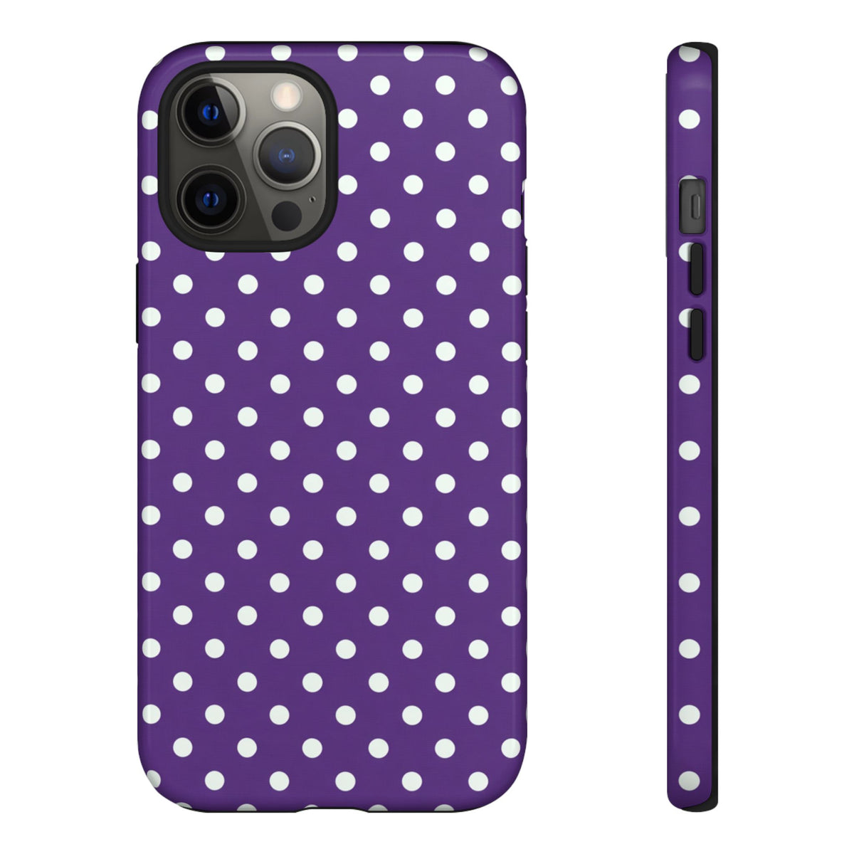 Coque de téléphone résistante à pois violets - Coque de protection rétro à pois violets pour iPhone, Samsung Galaxy et Google Pixel