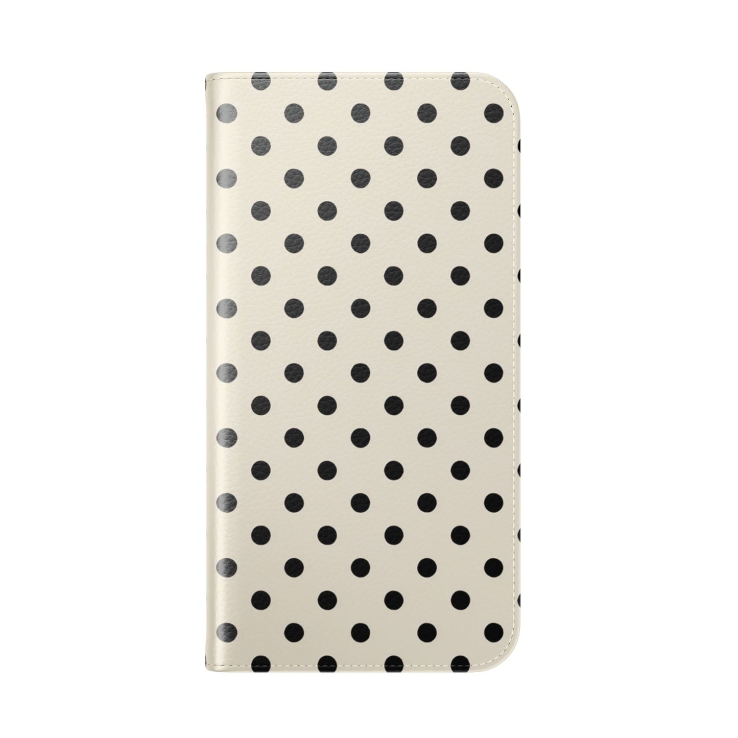 Premium brown faux leather flip phone case with timeless polka dot design and dual-layer protection
