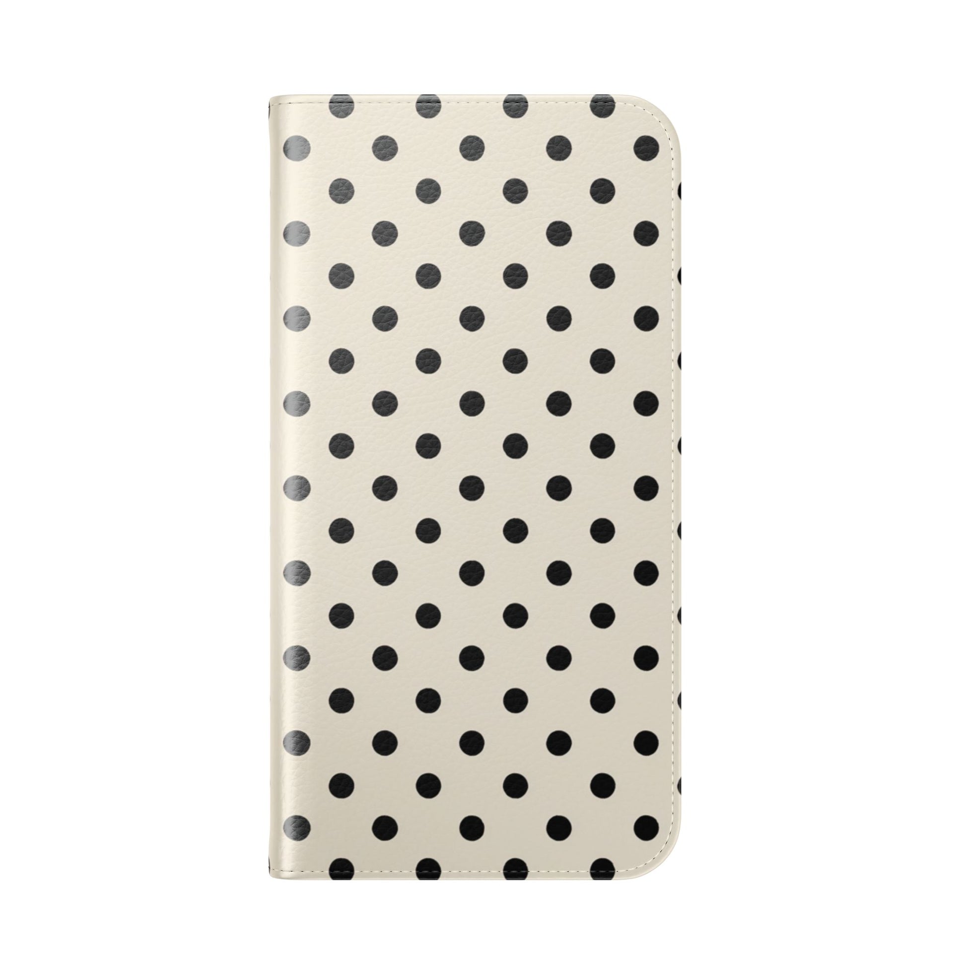 Premium brown faux leather flip phone case with timeless polka dot design and dual-layer protection
