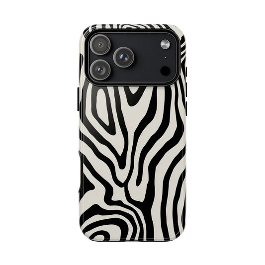 Zebra Swirl Robuste Handyhülle - Schwarz-weißes Animal-Print-Design für iPhone, Samsung Galaxy & Google Pixel