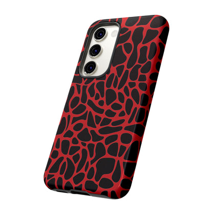 High contrast red black phone cover with organic pattern
