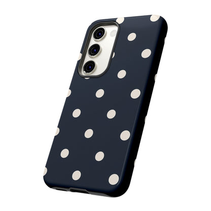 Navy Polka Dot Tough Phone Case - Retro Vintage Pattern Cover for iPhone, Samsung Galaxy & Google Pixel