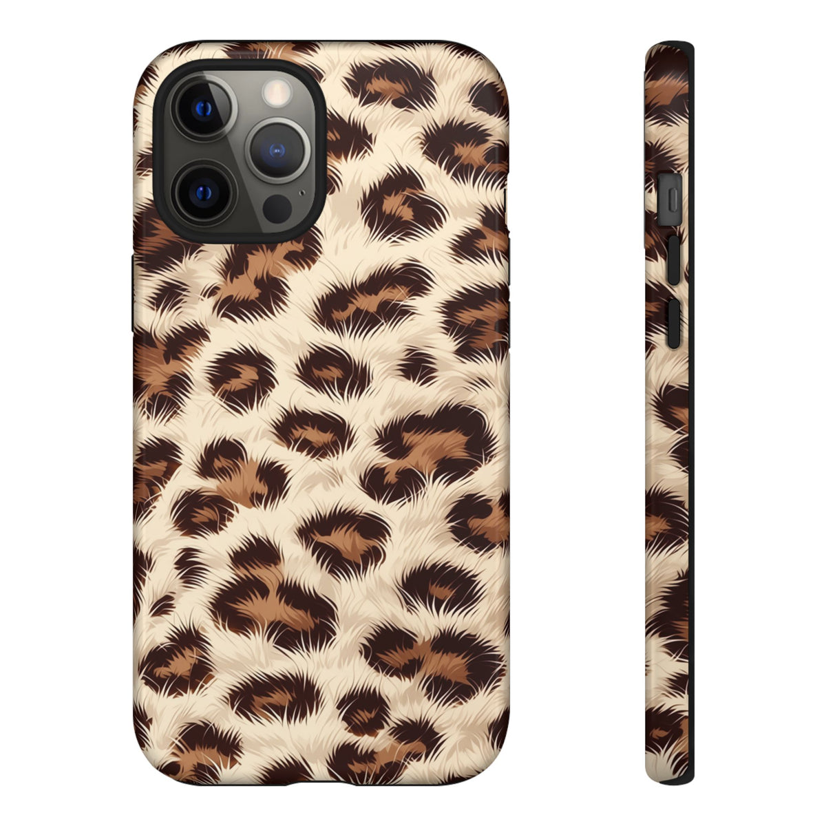 Étui de téléphone imprimé léopard - Coque résistante en fausse fourrure à motif animal pour iPhone, Samsung Galaxy et Google Pixel
