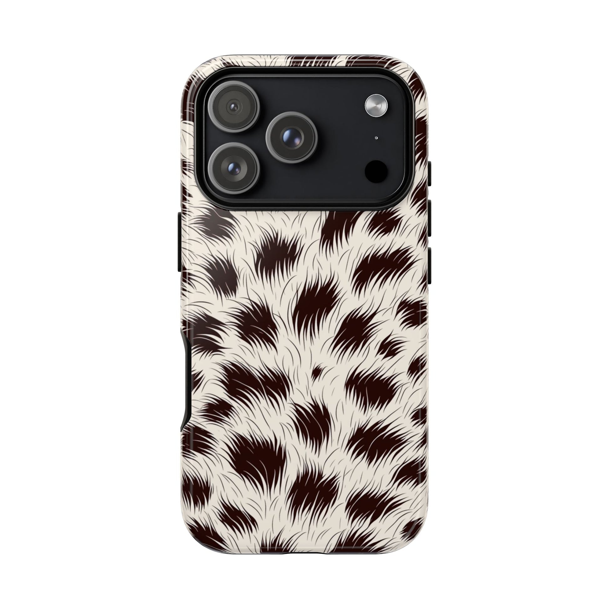 Leopard print phone case with slim profile and dual-layer construction
