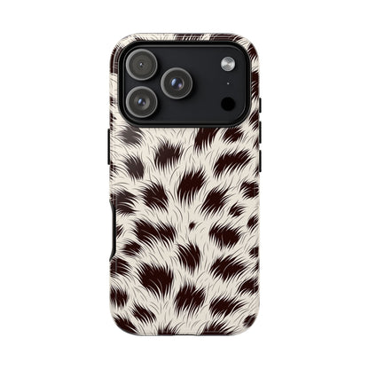 Leopard print phone case with slim profile and dual-layer construction
