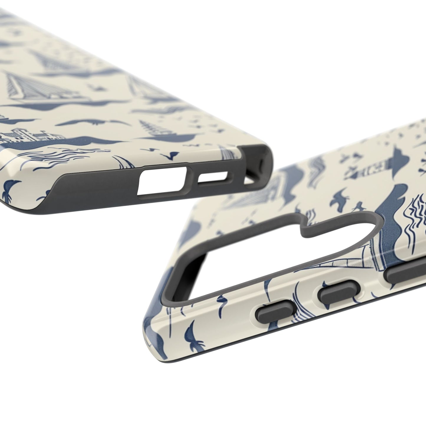 Funda resistente con diseño de veleros náuticos - Diseño de faro azul junto al mar para iPhone, Samsung Galaxy y Google Pixel