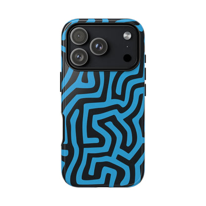 Vivid blue maze pattern protective phone cover

