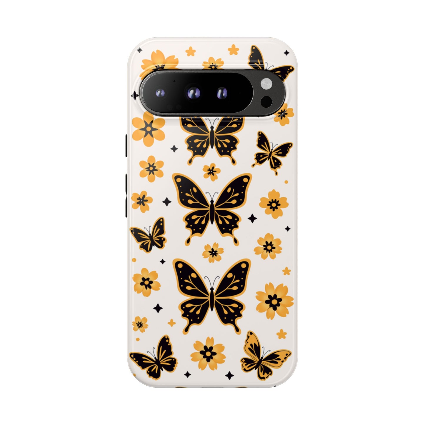 Blumen Schmetterling Robuste Handyhülle – Gelb-Schwarze Schmetterlinge Design Schutzhülle für iPhone, Samsung Galaxy & Google Pixel