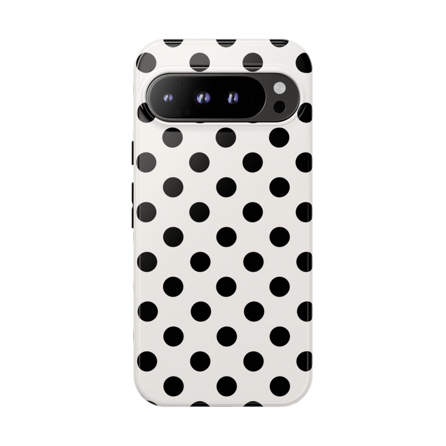 Vintage 50er Jahre Polka Dot Robuste Handyhülle - Schwarz-weißes Retro-Muster-Cover für iPhone, Samsung Galaxy & Google Pixel