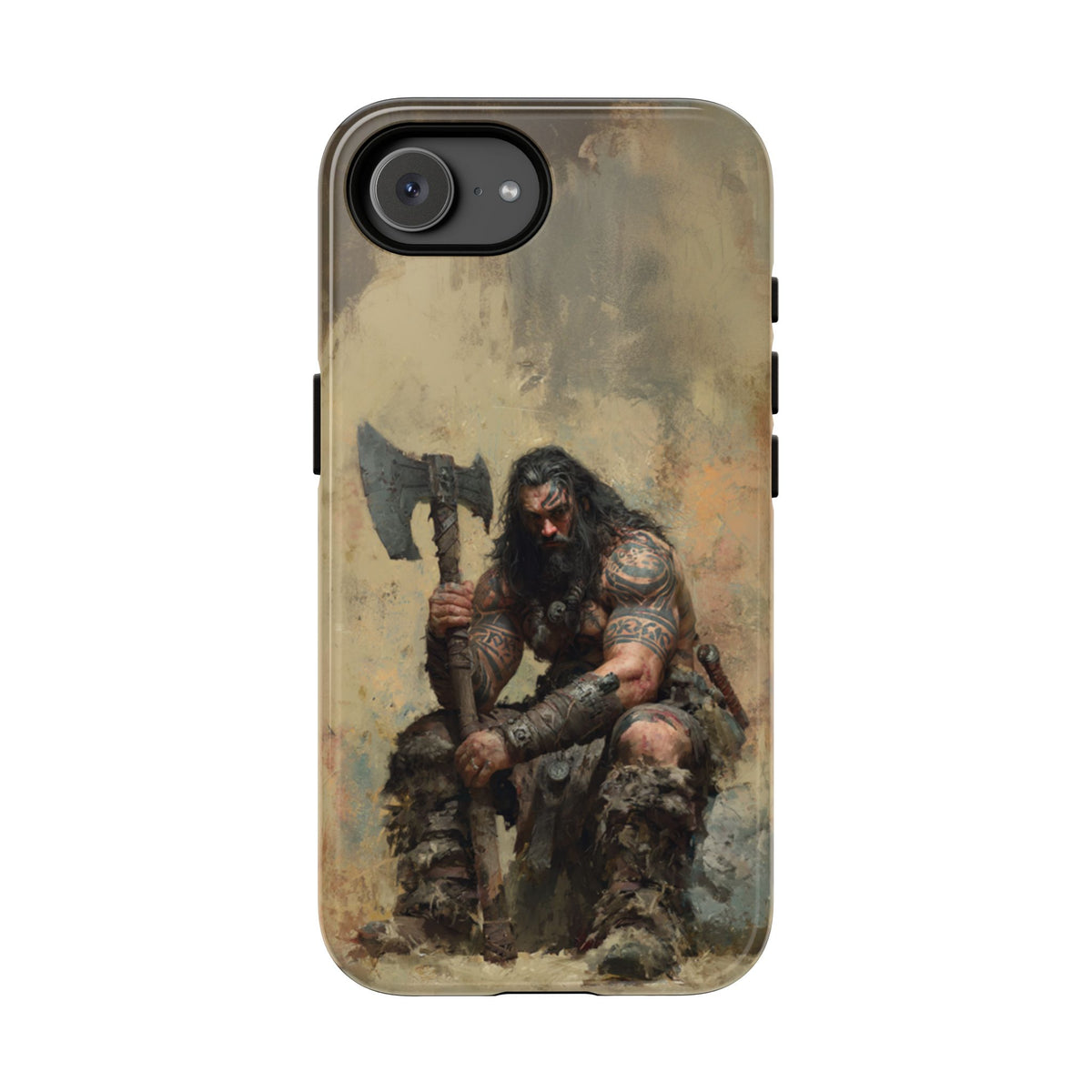 Wikinger Axt Krieger Handyhülle – Robuste nordische Fantasy Schlacht-abgenutzte Dual-Layer Schutzhülle für iPhone, Samsung Galaxy & Google Pixel
