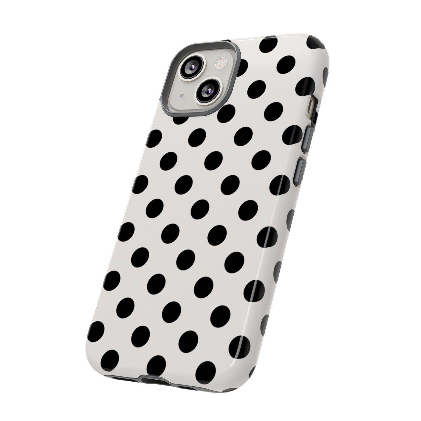 Vintage 50er Jahre Polka Dot Robuste Handyhülle - Schwarz-weißes Retro-Muster-Cover für iPhone, Samsung Galaxy & Google Pixel