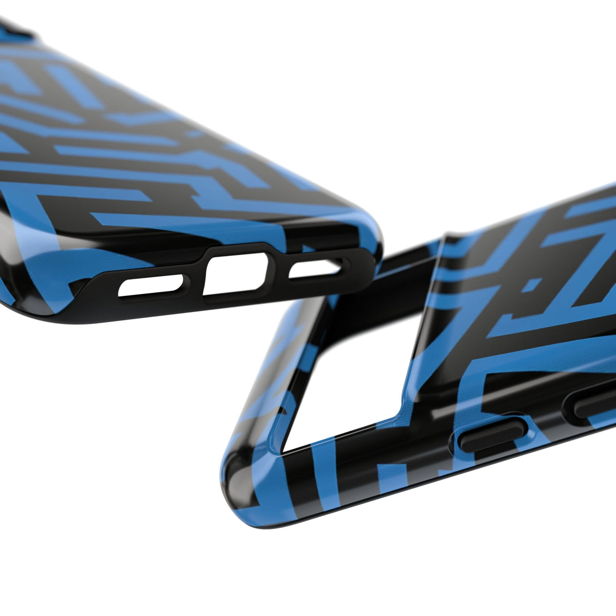 Blue Maze Tough Phone Case - Geometric Cobalt Pattern Protective Cover for iPhone, Samsung Galaxy & Google Pixel