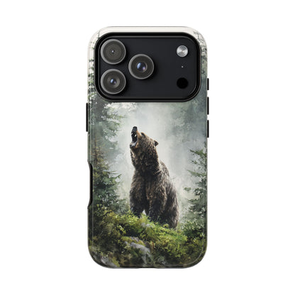 Forest bear phone case featuring wilderness wildlife in misty woods - protective cover for iPhone, Samsung Galaxy & Google Pixel

