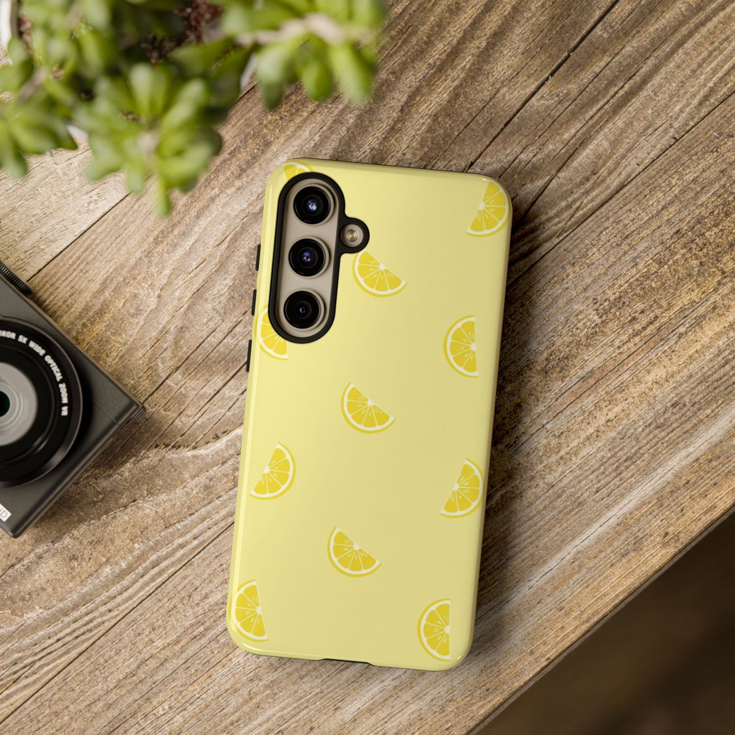 Funda resistente con diseño de rodajas de limón - Diseño retro de frutas amarillas para iPhone, Samsung Galaxy y Google Pixel