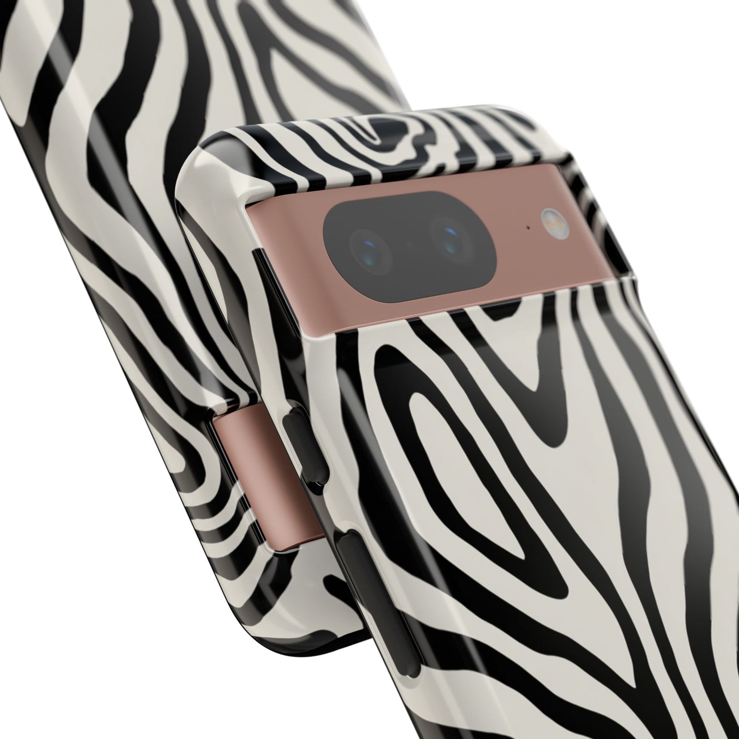 Trendy zebra pattern phone case - high-contrast black and white design with fade-resistant UV print
