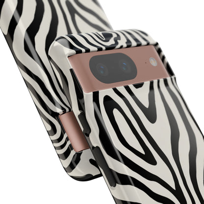 Trendy zebra pattern phone case - high-contrast black and white design with fade-resistant UV print
