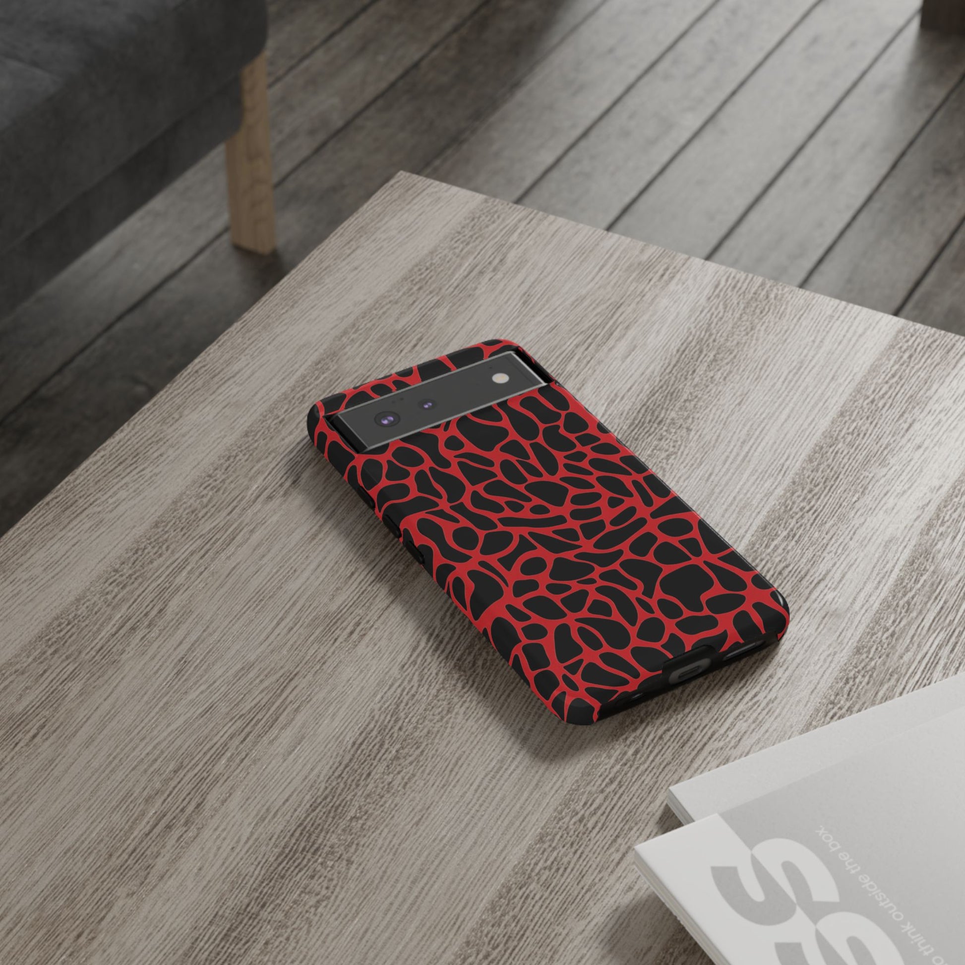 Impact resistant phone case featuring wild giraffe artwork
