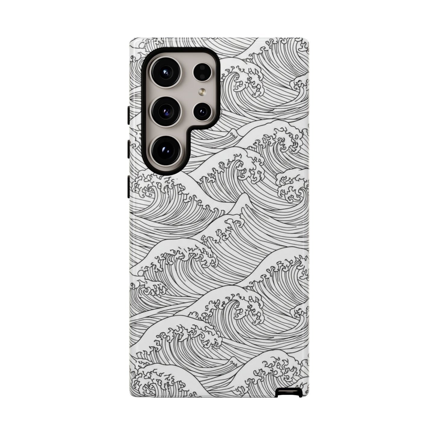 Japanese wave pattern phone case with Hokusai-inspired ocean design
