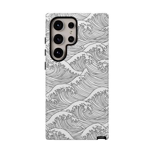 Japanese wave pattern phone case with Hokusai-inspired ocean design
