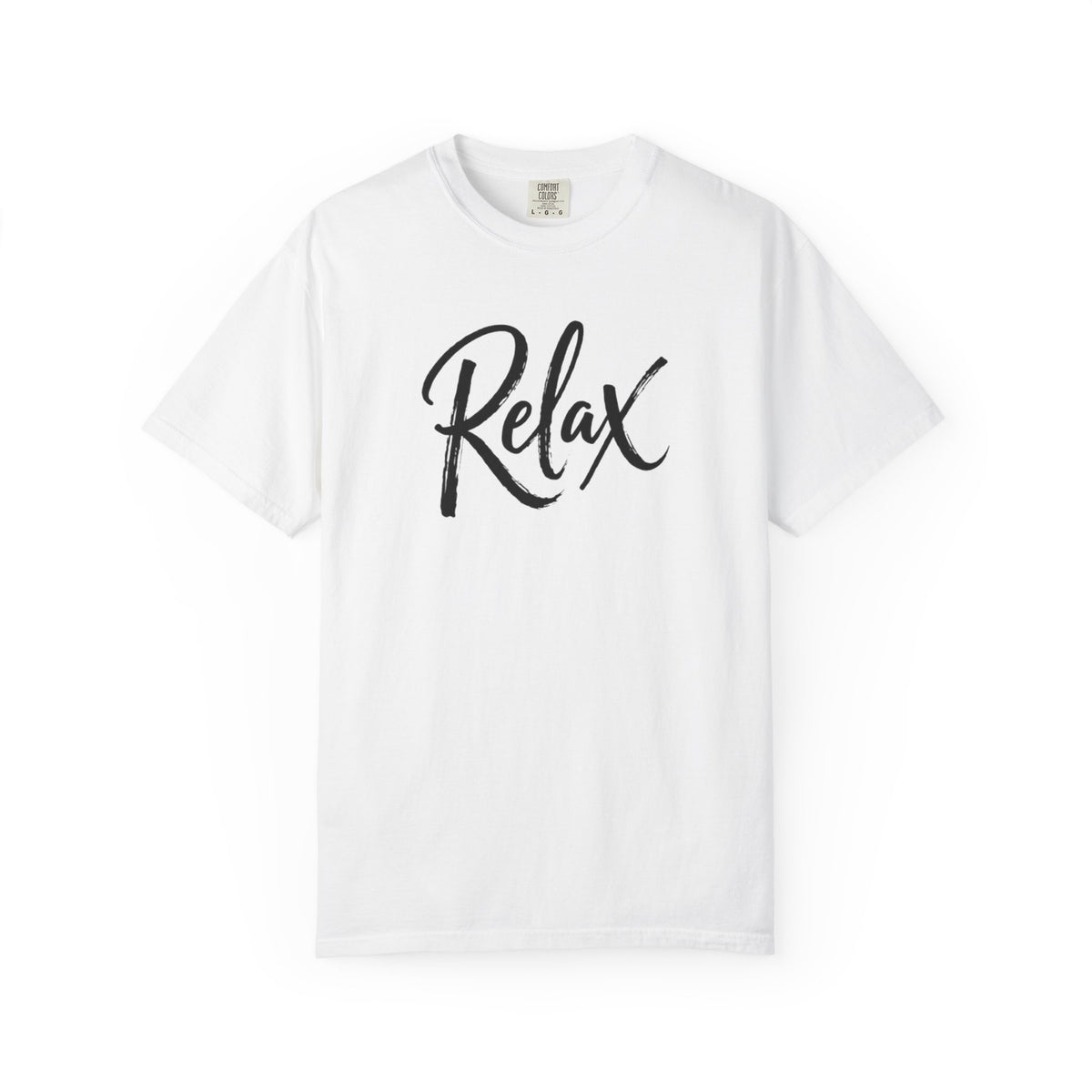 Relax Script T-Shirt – Garment-Dyed Graphic Tee for Women & Men