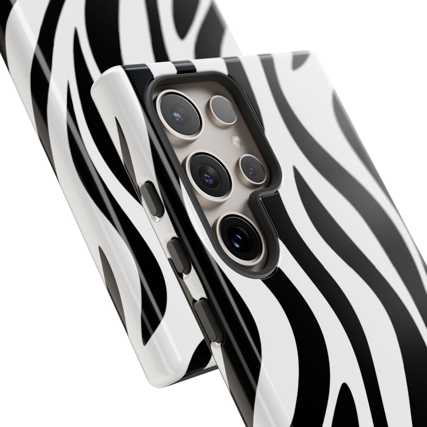 Animal print phone case with zebra pattern - UV-resistant artwork on protective polycarbonate shell
