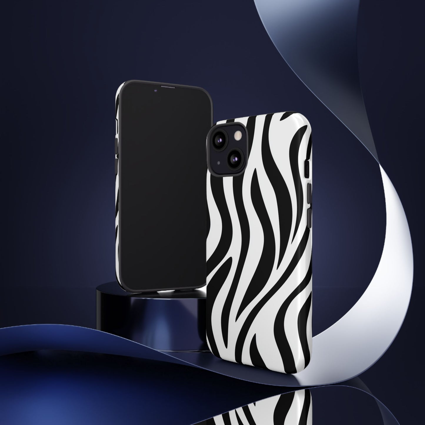 Black white zebra phone case - Eye-catching design with wireless charging compatibility
