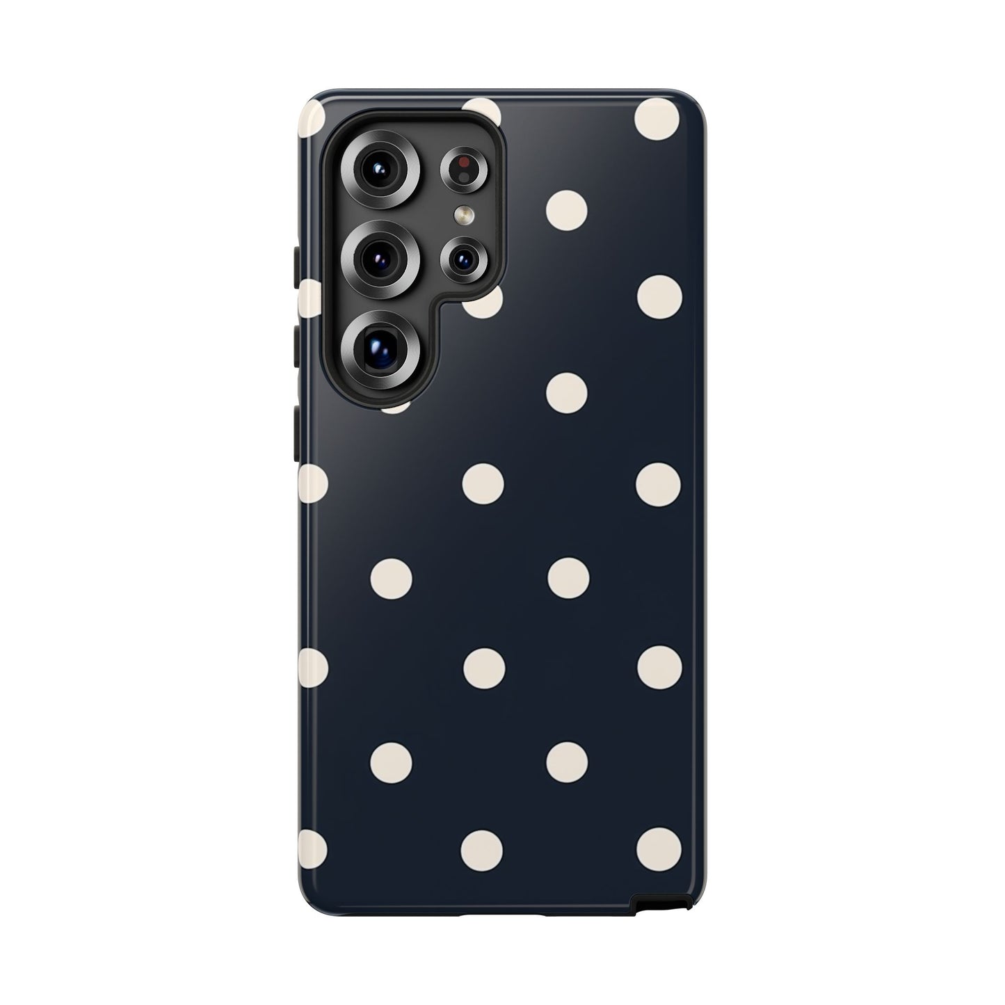Robuste Handyhülle mit dunkelblauen Punkten – Retro-Vintage-Muster-Cover für iPhone, Samsung Galaxy & Google Pixel