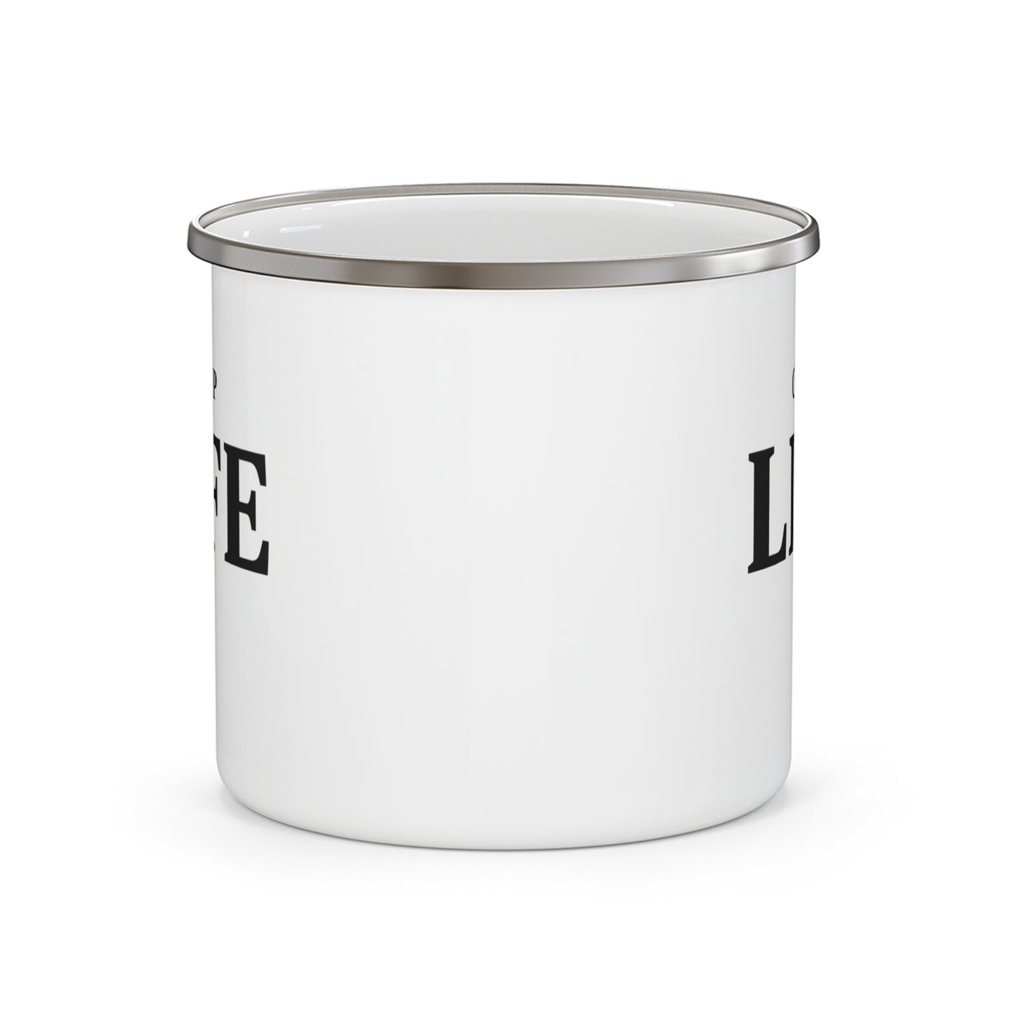 Emaille-Campingtasse „Camp Life“ – Retro-Lagerfeuer-Kaffeetasse für draußen