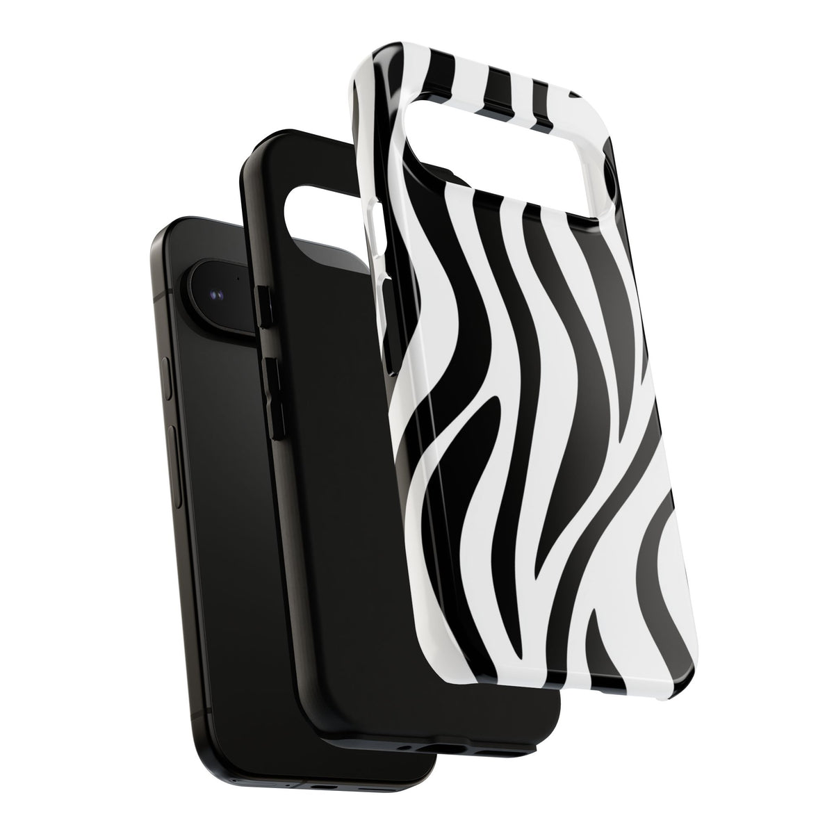 Coque de téléphone résistante à motif zèbre - Coque de protection noire et blanche à motif animal pour iPhone, Samsung Galaxy et Google Pixel