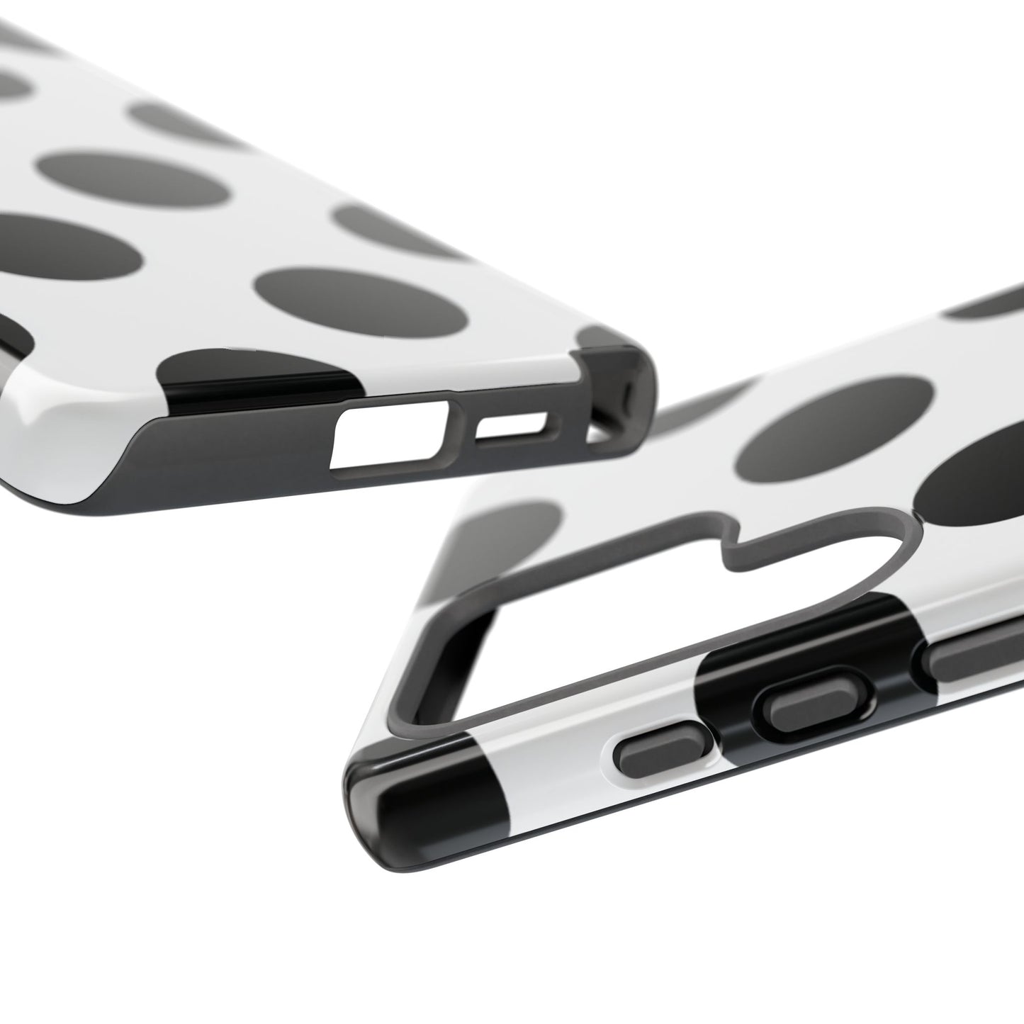 Weiße Handyhülle mit schwarzen Tupfen — Robuste Schutzhülle für iPhone, Samsung Galaxy & Google Pixel