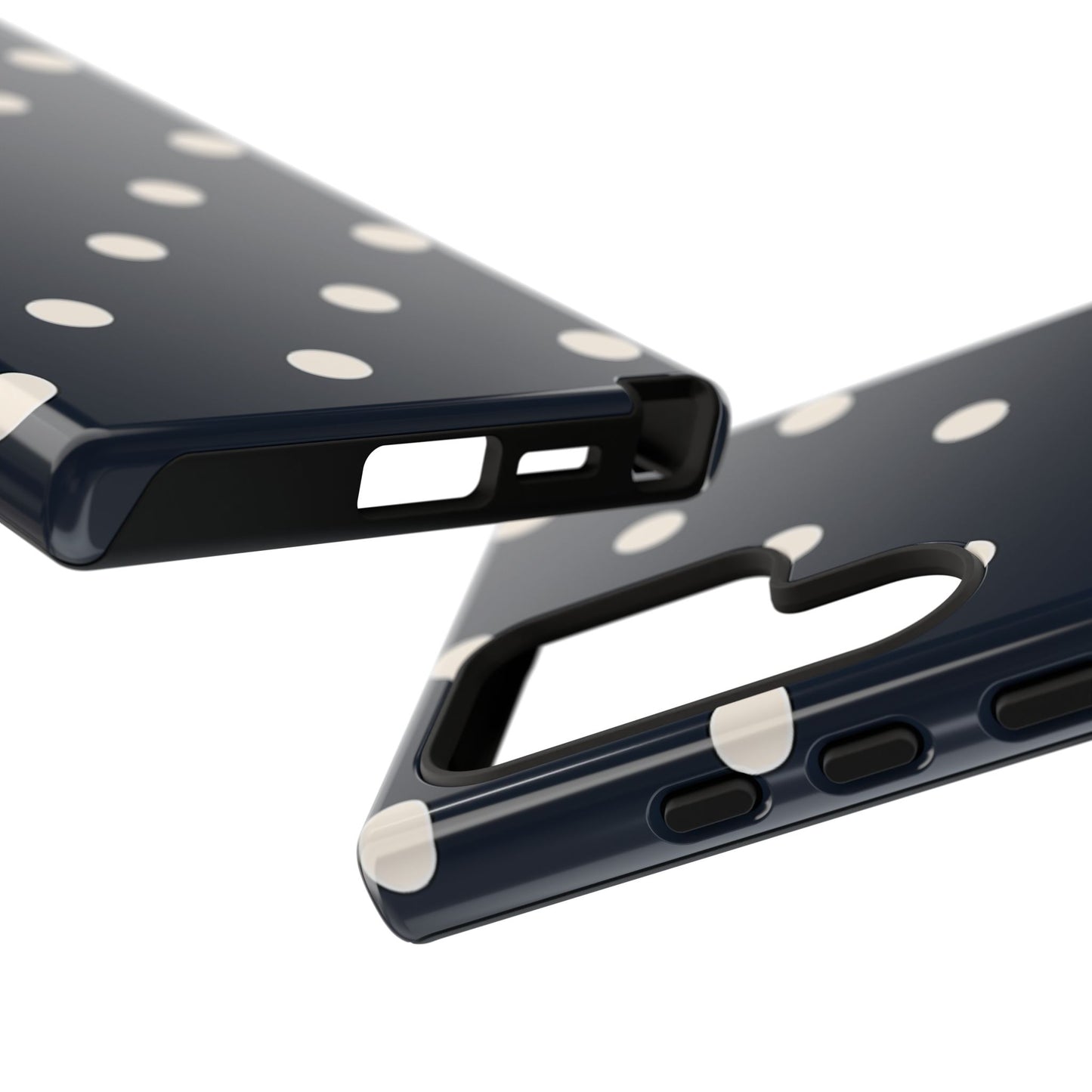 Robuste Handyhülle mit dunkelblauen Punkten – Retro-Vintage-Muster-Cover für iPhone, Samsung Galaxy & Google Pixel