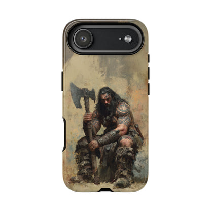 Epic Norse fantasy Viking warrior phone case design
