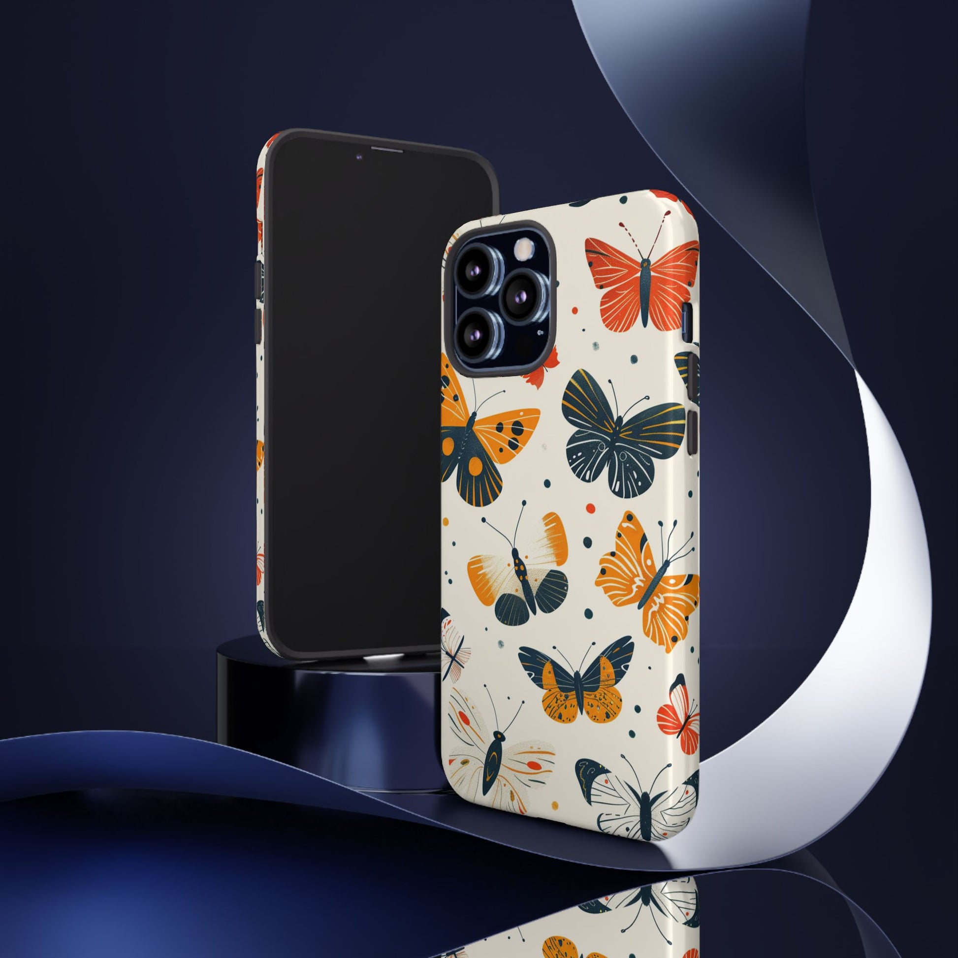 Boho butterfly phone case with artistic hand-drawn aesthetic
