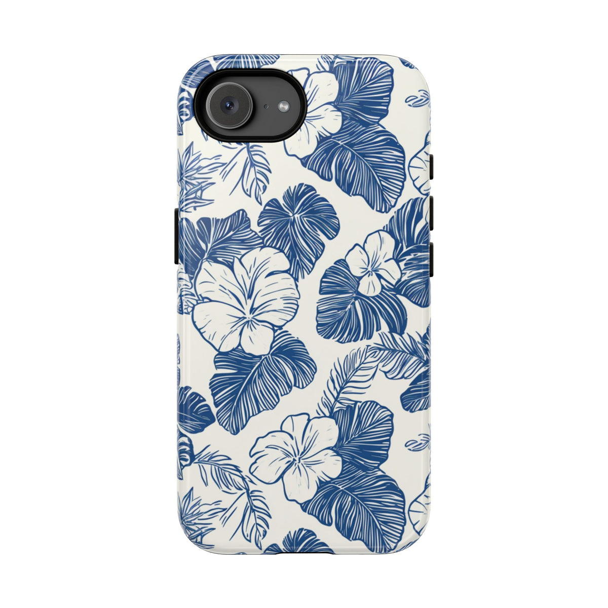 Coque de téléphone résistante à motif hibiscus bleu - Coque de protection à motif floral aquarelle pour iPhone, Samsung Galaxy et Google Pixel