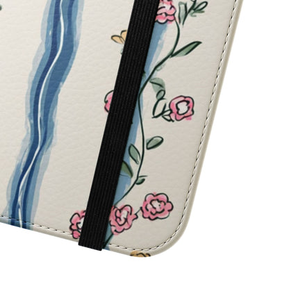 Vintage Cottagecore Floral Flip Case - Premium Wallet Phone Cover with Card Slots, Cash Compartment, and Hands-Free Stand for All iPhone and Samsung Models
