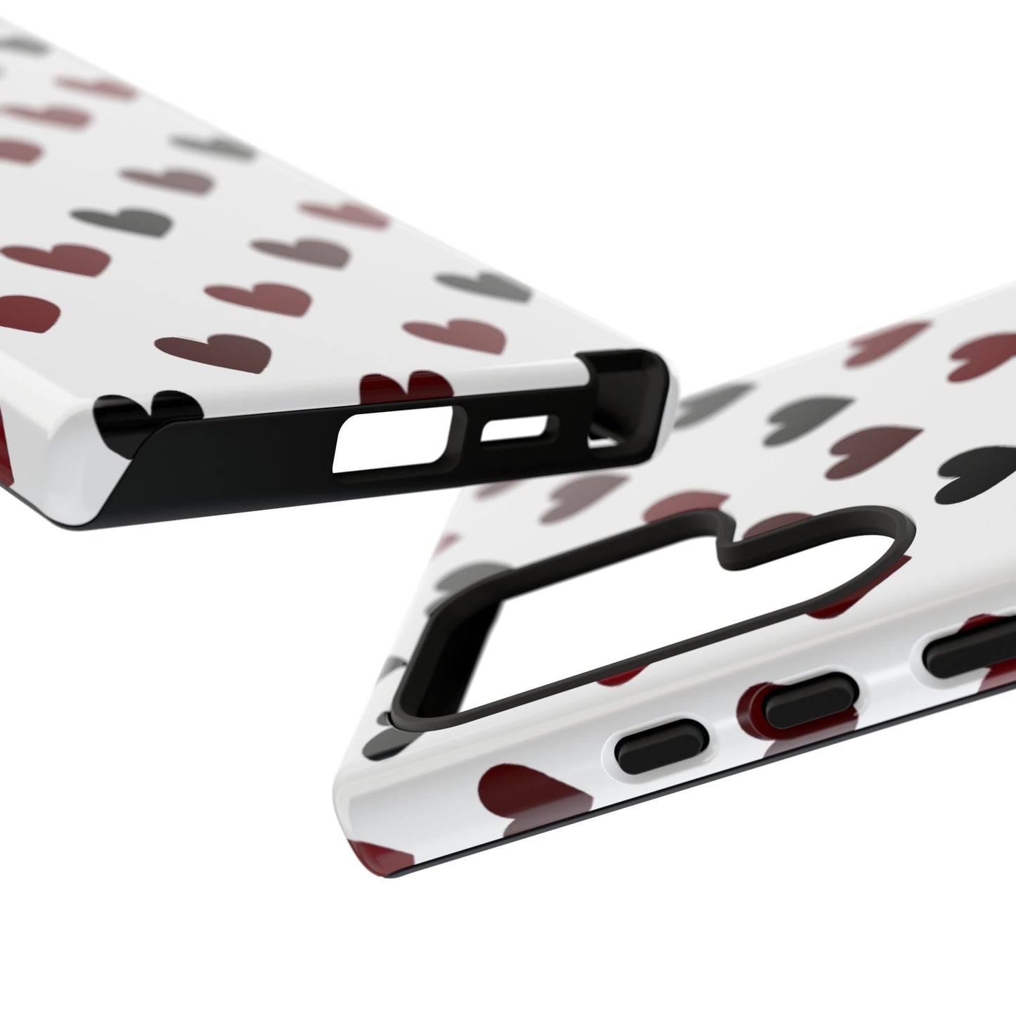 Robuste Handyhülle mit Herzmuster – Schutzhülle mit rot-schwarzem Herz-Design für iPhone, Samsung Galaxy & Google Pixel