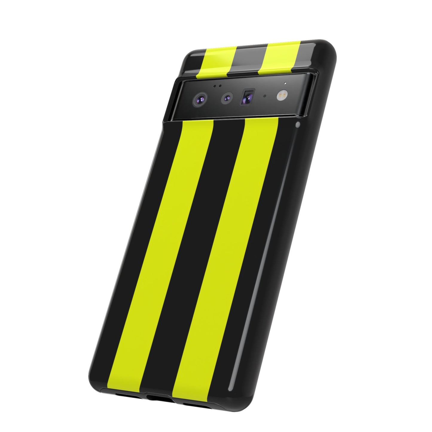 Gelb-Schwarze Rennstreifen Robuste Handyhülle - Motorsport Rennwagen Muster Cover für iPhone, Samsung Galaxy & Google Pixel