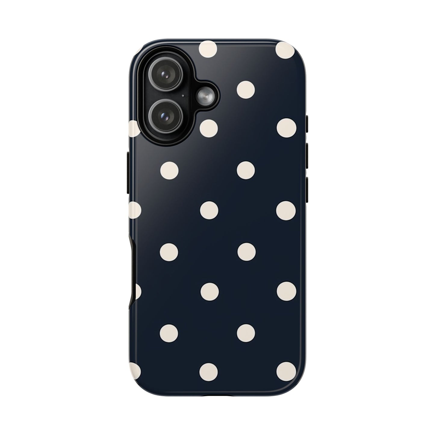 Navy Polka Dot Tough Phone Case - Retro Vintage Pattern Cover for iPhone, Samsung Galaxy & Google Pixel