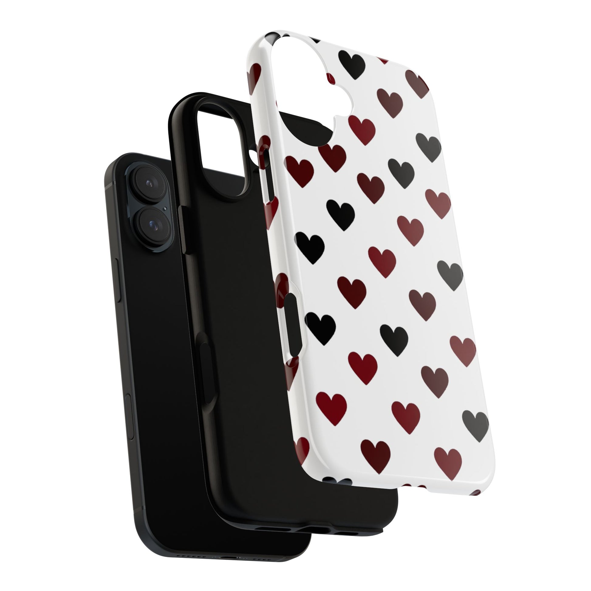Red black heart tough phone case - UV-resistant print on protective polycarbonate shell

