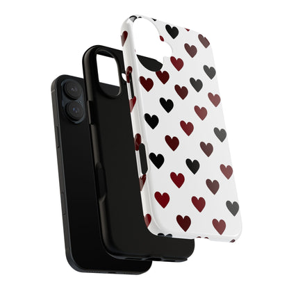 Red black heart tough phone case - UV-resistant print on protective polycarbonate shell
