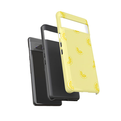 Funda resistente con diseño de rodajas de limón - Diseño retro de frutas amarillas para iPhone, Samsung Galaxy y Google Pixel