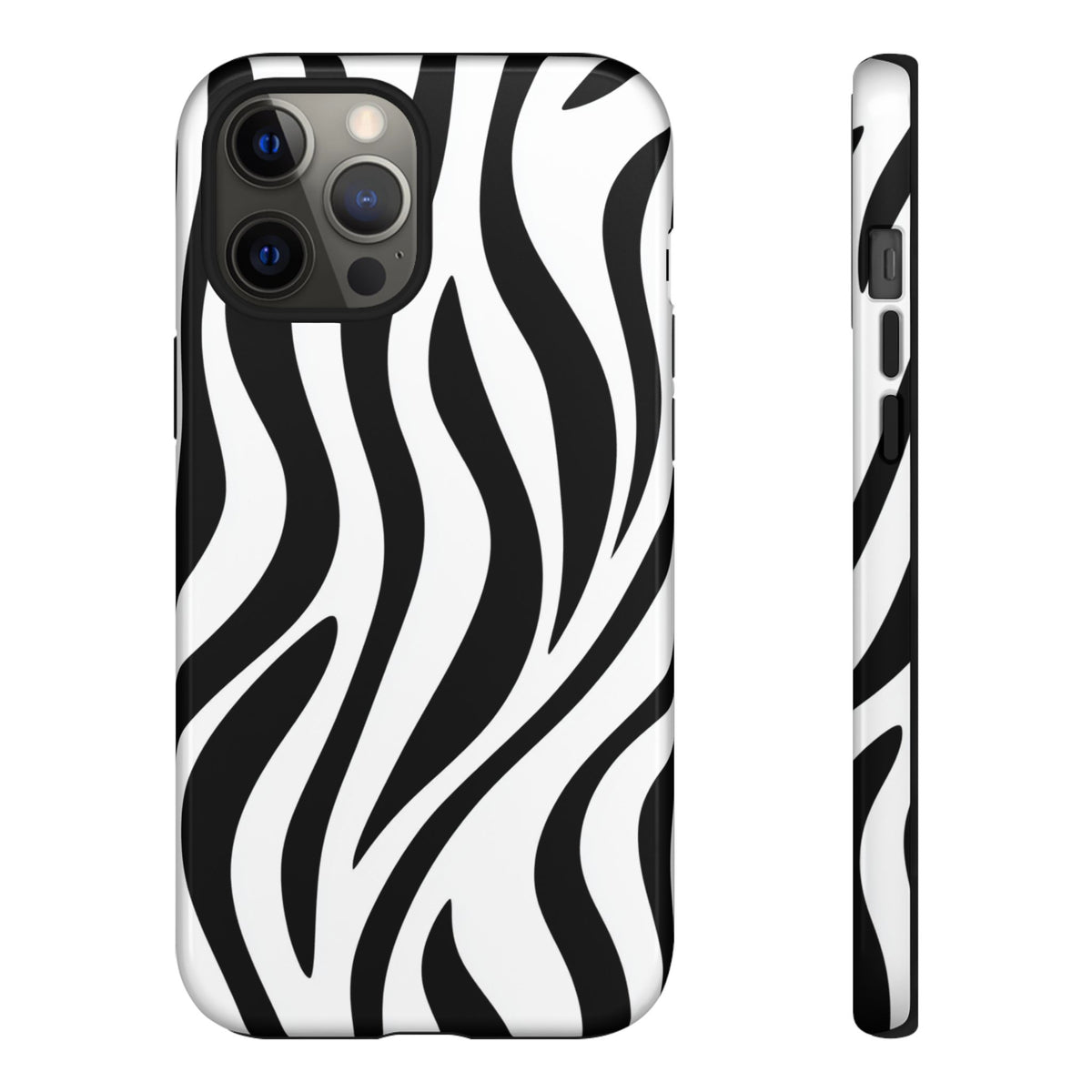 Coque de téléphone résistante à motif zèbre - Coque de protection noire et blanche à motif animal pour iPhone, Samsung Galaxy et Google Pixel