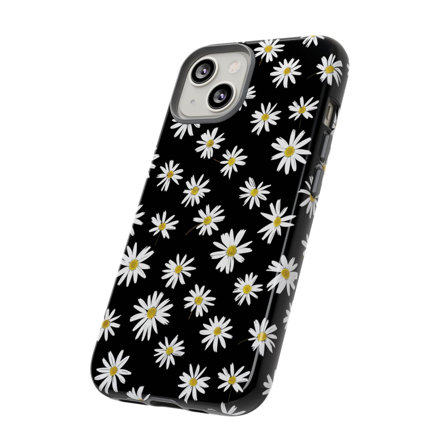 Handyhülle mit Gänseblümchenmuster – schwarze florale Schutzhülle für iPhone, Samsung Galaxy & Google Pixel
