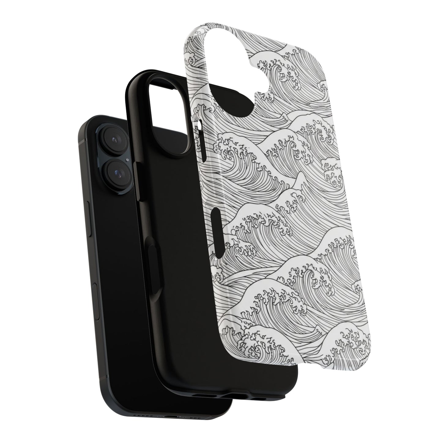 Dual-layer Japanese wave pattern phone case
