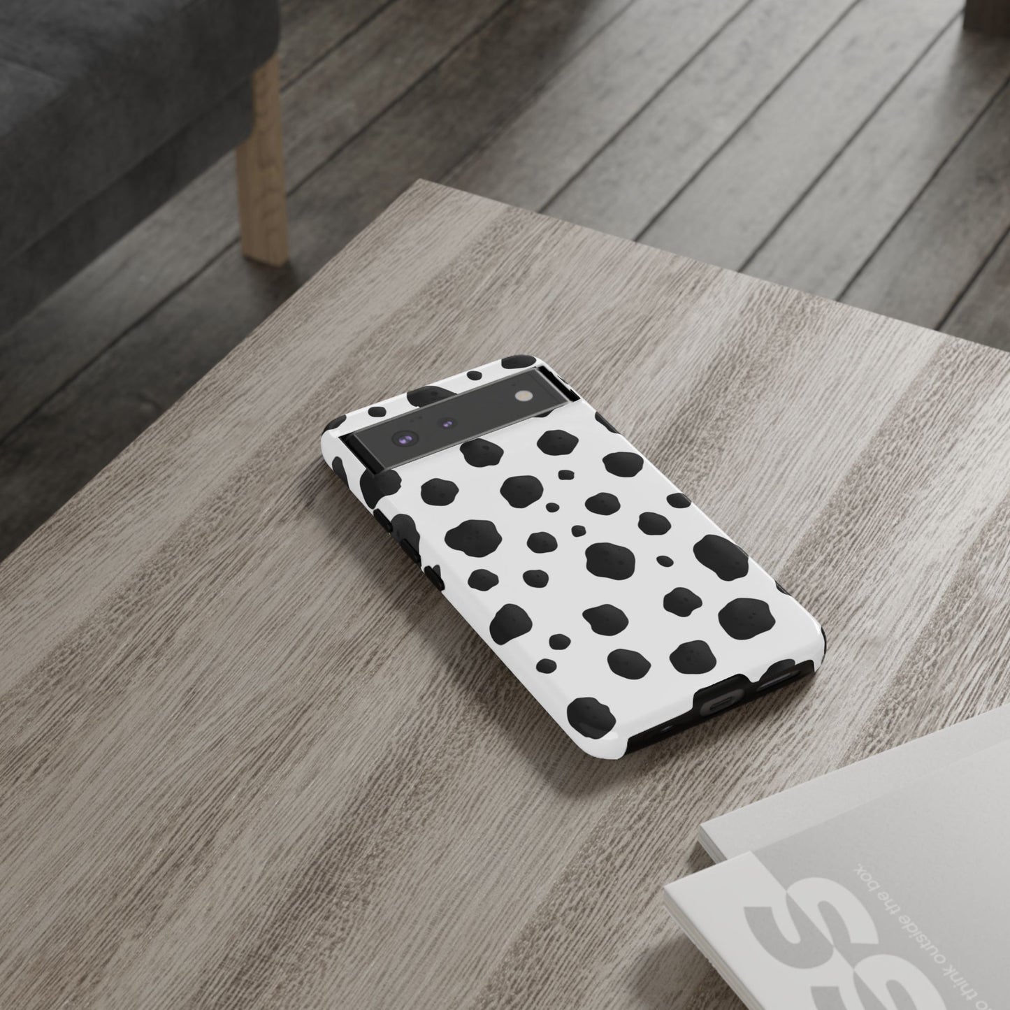 Classic animal print dalmatian phone case with full-coverage spotted design and drop protection
