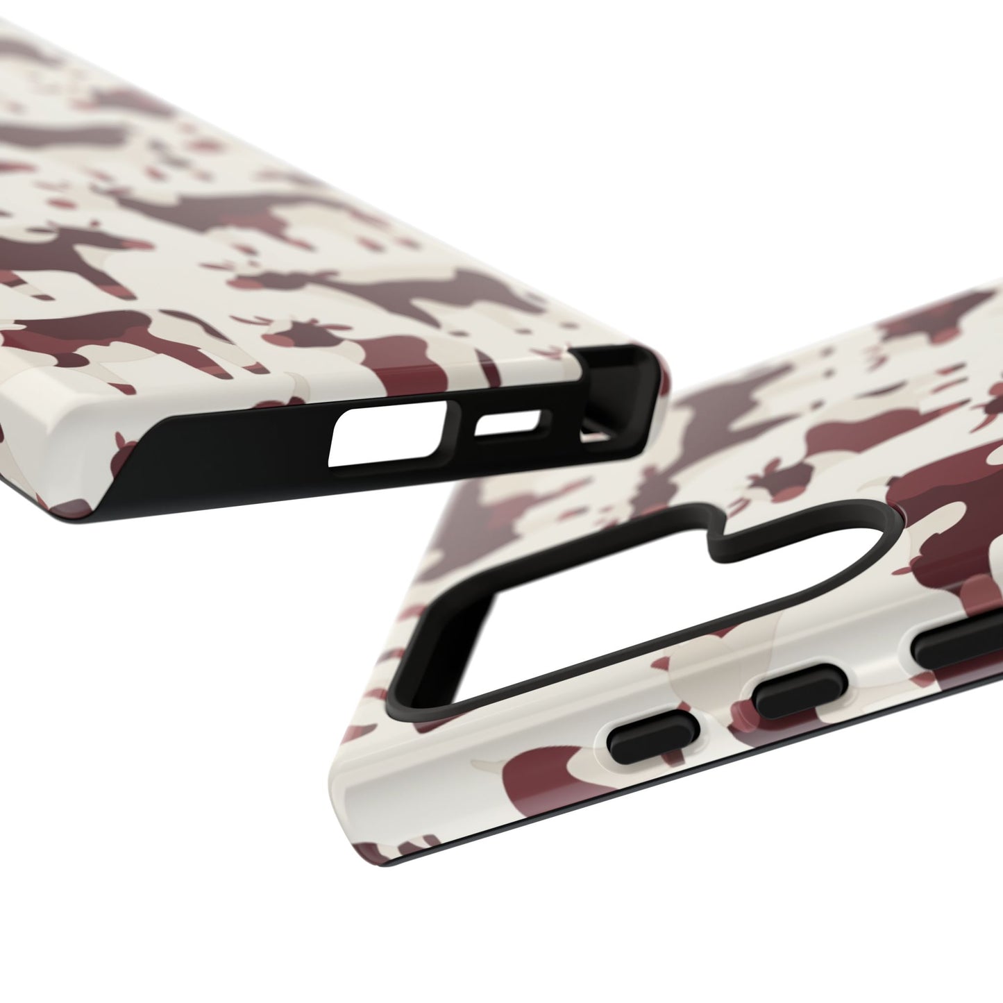 Robuste Handyhülle mit Kuhmuster – Burgunder & Creme Bauernhof-Anal-Design Schutzhülle für iPhone, Samsung Galaxy & Google Pixel