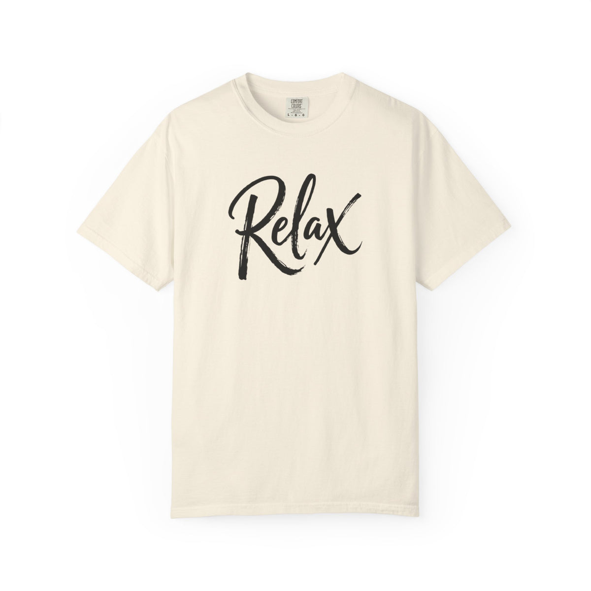 Relax Script T-Shirt – Garment-Dyed Graphic Tee for Women & Men