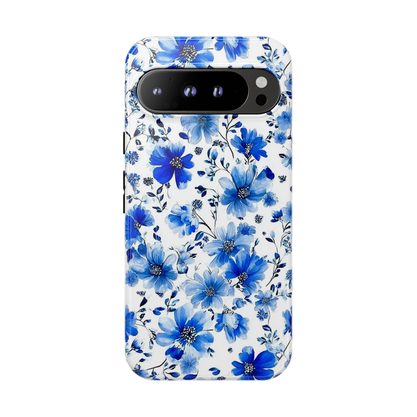Blaue Aquarell Blumen Robuste Handyhülle – Schlanke Schutzhülle für iPhone, Samsung Galaxy & Google Pixel