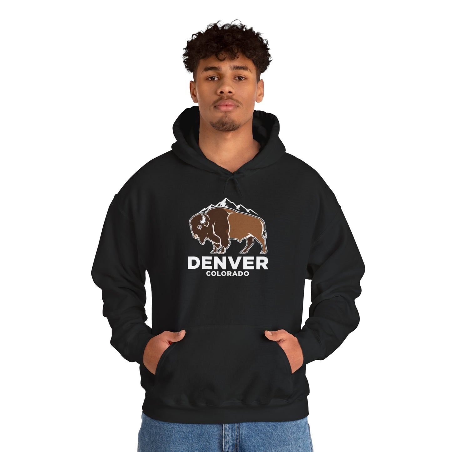 Denver Colorado Hoodie – Bison & Mountain Graphic Pullover