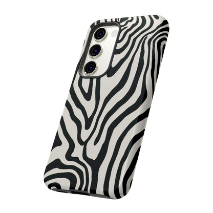 Premium zebra pattern phone case - striking animal print with flowing curves, precise port access, and fade-proof finish
